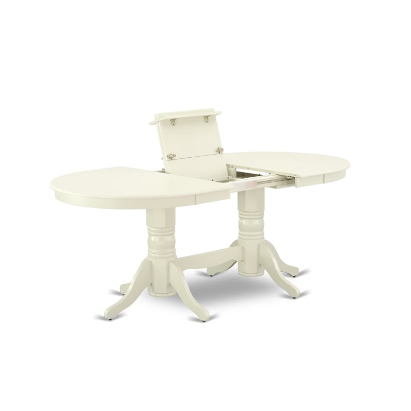 East West Furniture 7-Piece Dining Table Set in Linen White/Beige Red