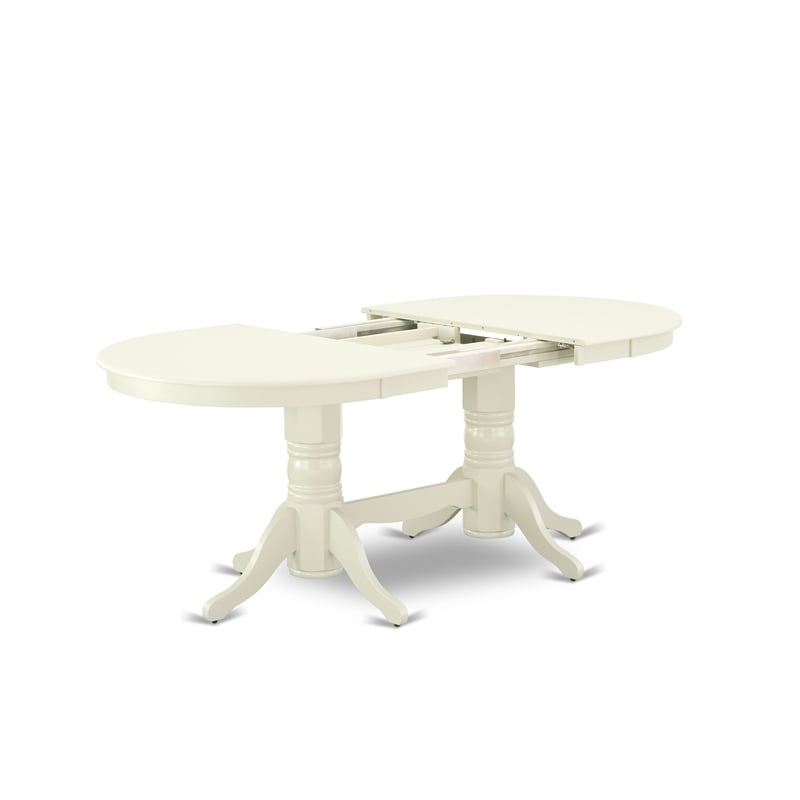 East West Furniture 7-Piece Dining Table Set in Linen White/Beige Red