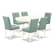 East West Furniture 7-Piece Dining Room Set in Linen White/Willow Green