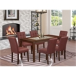 East West Furniture 7-Piece Kitchen Table Set in Mahogany/Burgundy