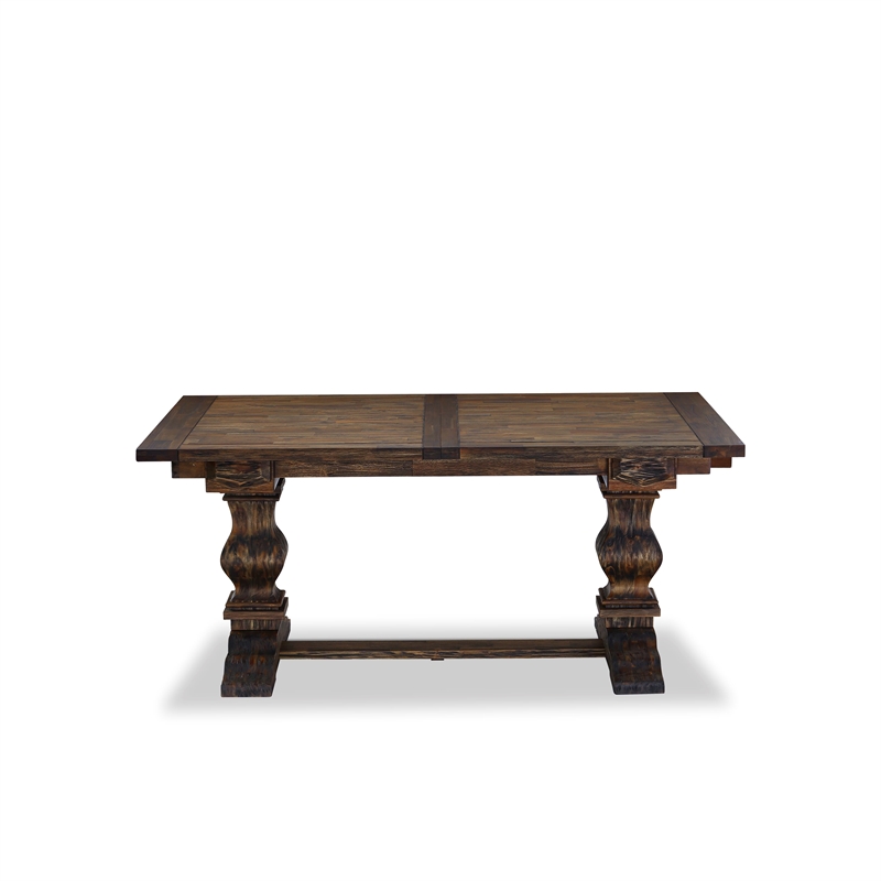 East West Furniture 9-Piece Dining Table Set in Burgundy/Distressed Jacobean