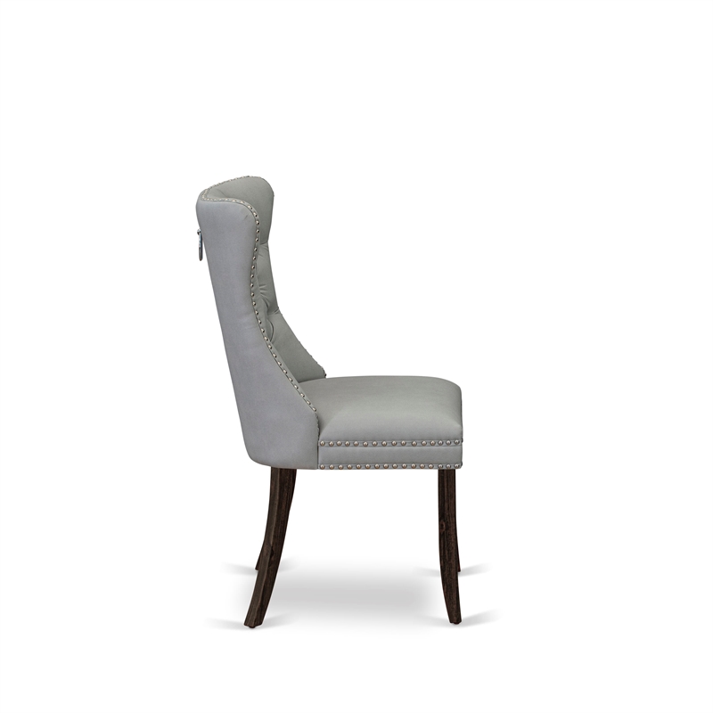 East West Furniture 9-Piece Dinette Set in Light Gray/Distressed Jacobean