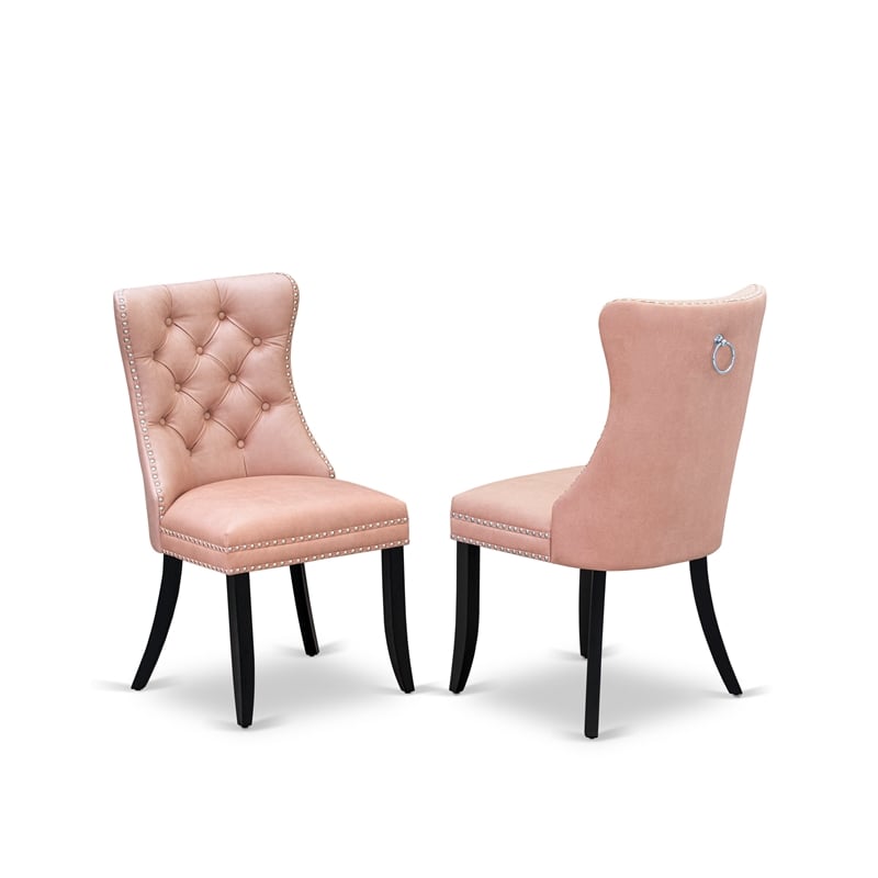 East West Furniture 9-Piece Kitchen Set in Black/Beige Red