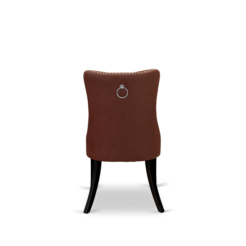 East West Furniture 9-Piece Kitchen Set in Black/Burgundy