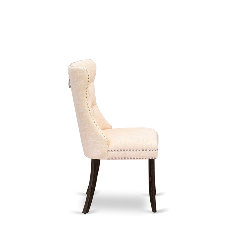 East West Furniture 9-Piece Kitchen Set in Light Beige/Distressed Jacobean