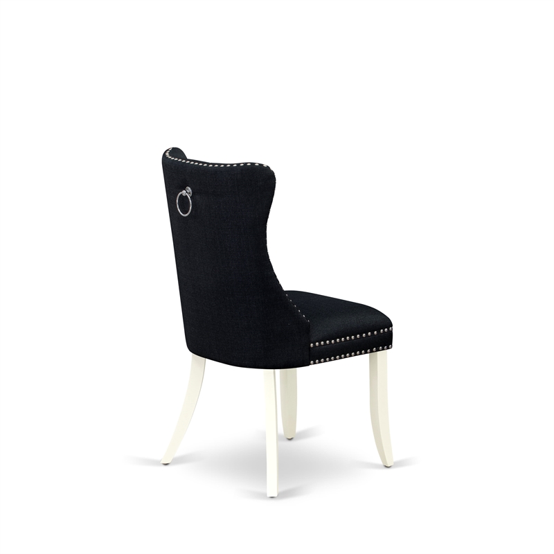 East West Furniture 9-Piece Dinette Set in Linen White/Black