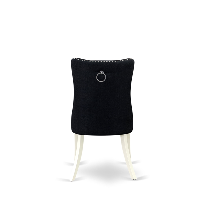 East West Furniture 9-Piece Dinette Set in Linen White/Black