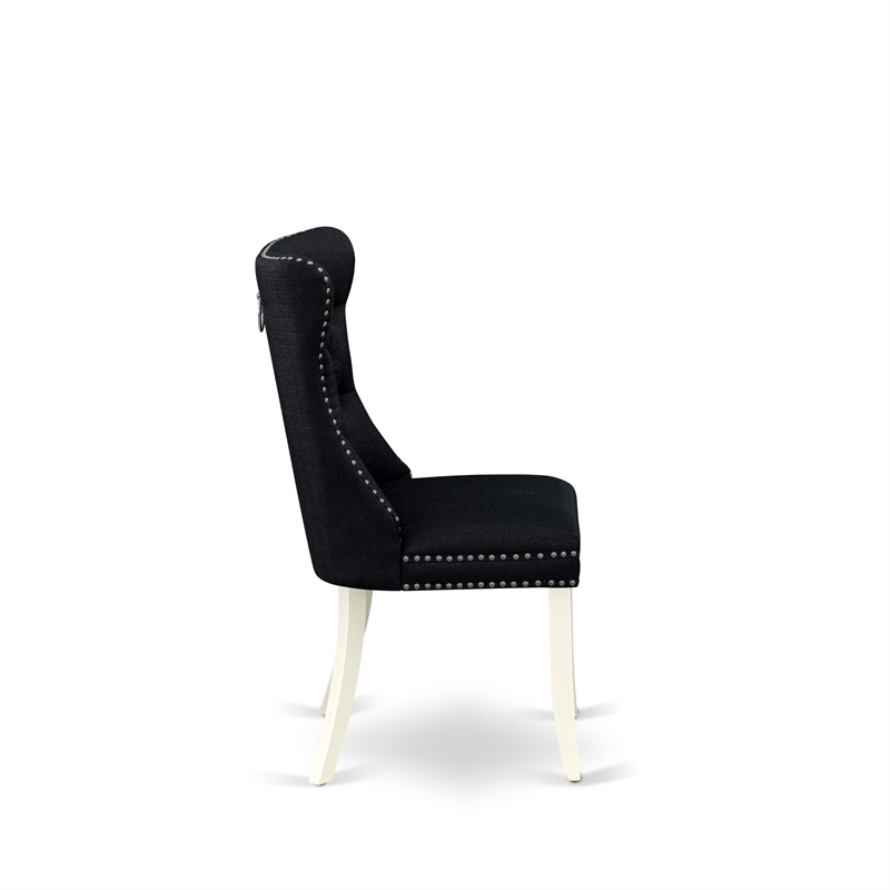 East West Furniture 9-Piece Dinette Set in Linen White/Black