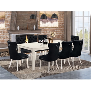 East West Furniture 9-Piece Dinette Set in Linen White/Black