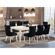 East West Furniture 9-Piece Dinette Set in Linen White/Black