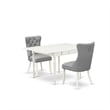 East West Furniture 3-Piece Dining Table Set in Linen White/Light Gray