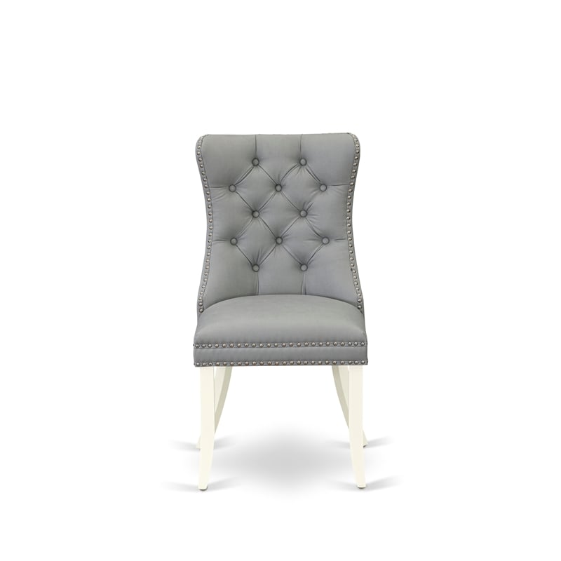 East West Furniture 3-Piece Dining Table Set in Linen White/Light Gray
