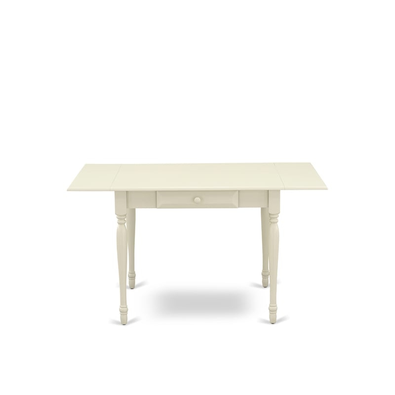 East West Furniture 3-Piece Dining Table Set in Linen White/Light Gray