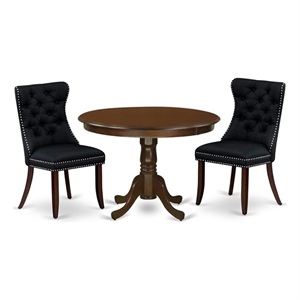 East West Furniture 3-Piece Dining Room Set in Mahogany/Black