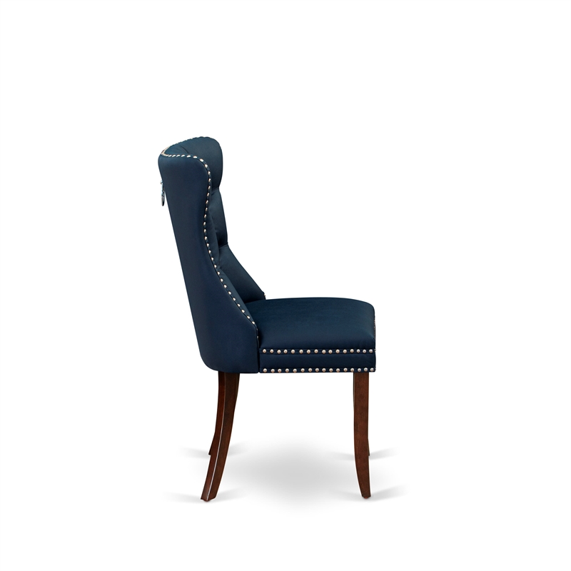 East West Furniture 3-Piece Dining Set for Small Spaces in Mahogany/Navy Blue