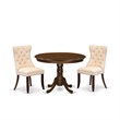 East West Furniture 3-Piece Dining Set in Mahogany/Light Beige