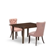 East West Furniture 3-Piece Dining Set in Mahogany/Beige Red
