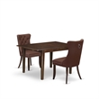 East West Furniture 3-Piece Kitchen Set in Mahogany/Burgundy