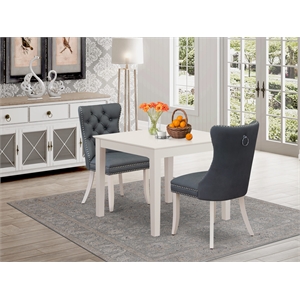 East West Furniture 3-Piece Dinette Set in Linen White/Platinum Gray