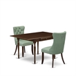 East West Furniture 3-Piece Modern Dining Table Set in Mahogany/Willow Green