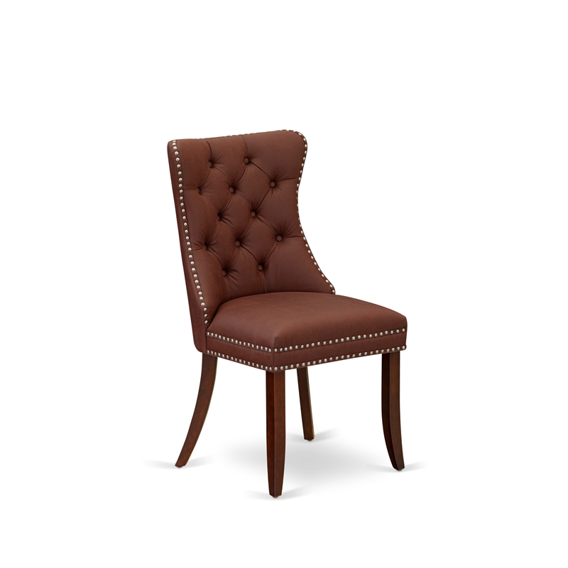 East West Furniture 3-Piece Dining Table Set  in Mahogany/Burgundy