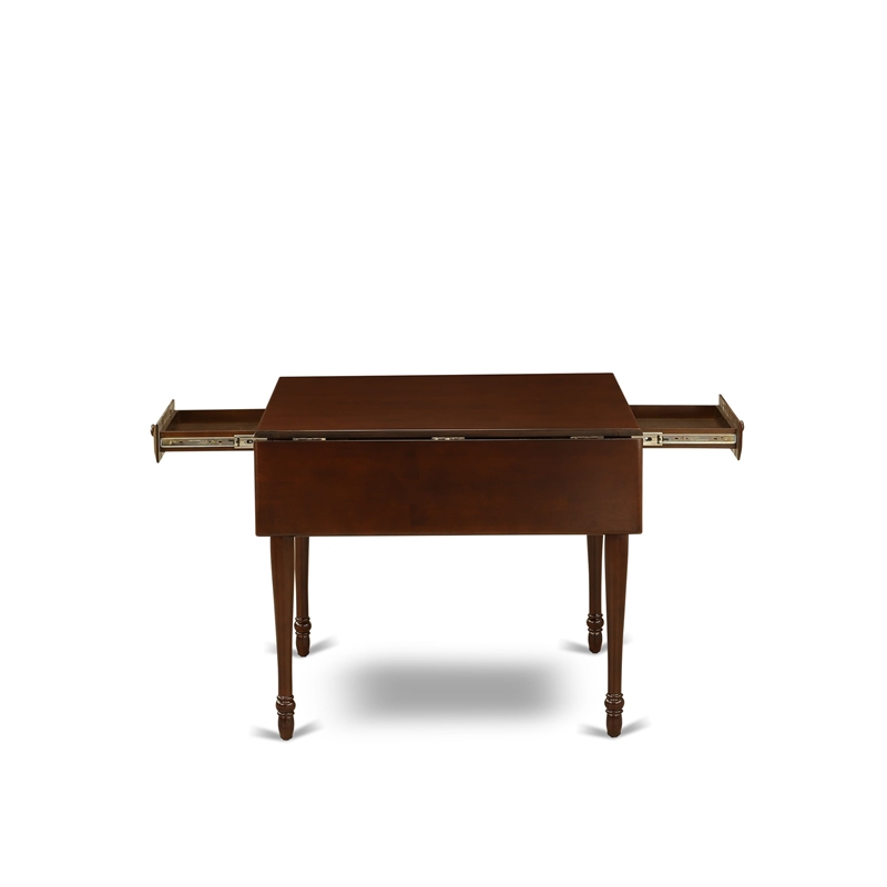 East West Furniture 3-Piece Dining Table Set  in Mahogany/Burgundy