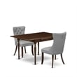 East West Furniture 3-Piece Kitchen Table Set in Mahogany/Light Gray