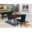 East West Furniture 3-Piece Dining Set in Mahogany/Navy Blue