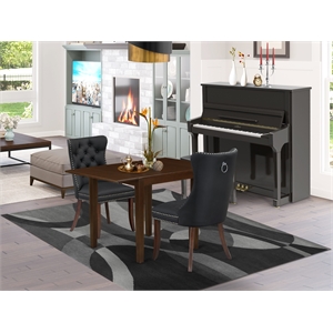 East West Furniture 3-Piece Dinette Set in Mahogany/Dark Gray