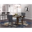 East West Furniture 3-Piece Dining Table Set in Mahogany/Platinum Gray