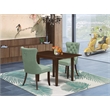 East West Furniture 3-Piece Dining Table Set in Mahogany/Willow Green