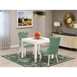 East West Furniture 3-Piece Dining Table Set  in Linen White/Willow Green