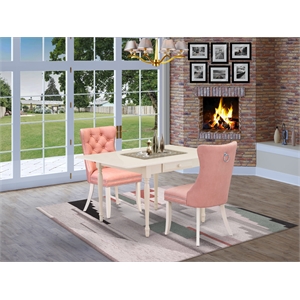 East West Furniture 3-Piece Dinette Set in Linen White/Beige Red