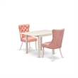 East West Furniture 3-Piece Kitchen Table Set in Linen White/Beige Red