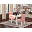 East West Furniture 3-Piece Kitchen Table Set in Linen White/Beige Red