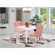 East West Furniture 3-Piece Dining Table Set  in Linen White/Beige Red