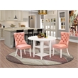 East West Furniture 3-Piece Dining Table Set in Linen White/Beige Red
