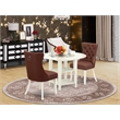 East West Furniture 3-Piece Kitchen Dining Set in Linen White/Burgundy