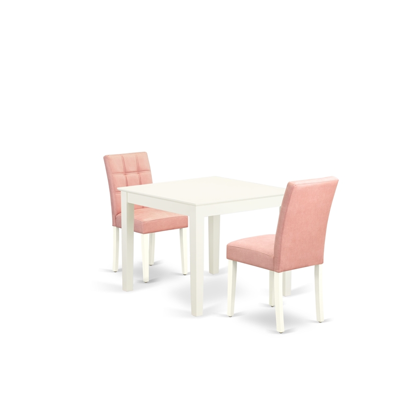 East West Furniture 3-Piece Dinette Set in Linen White/Beige Red