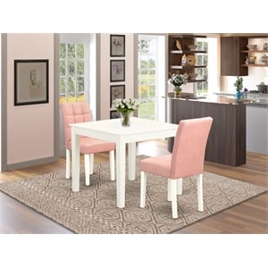 East West Furniture 3-Piece Dinette Set in Linen White/Beige Red