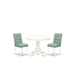 East West Furniture 3-Piece Dining Table Set  in Linen White/Willow Green