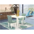 East West Furniture 3-Piece Dining Table Set in Linen White/Willow Green