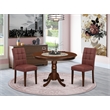 East West Furniture 3-Piece Modern Dining Table Set in Mahogany/Burgundy