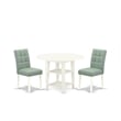 East West Furniture 3-Piece Modern Dining Table Set in Linen White/Willow Green