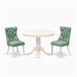 East West Furniture 3-Piece Modern Dining Table Set in Linen White/Willow Green