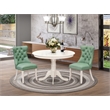 East West Furniture 3-Piece Modern Dining Table Set in Linen White/Willow Green