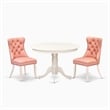 East West Furniture 3-Piece Dining Set for Small Spaces in Linen White/Beige Red