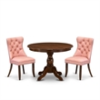 East West Furniture 3-Piece Kitchen Table Set in Beige Red/Antique Walnut