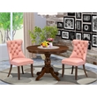 East West Furniture 3-Piece Kitchen Table Set in Beige Red/Antique Walnut