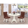 East West Furniture 3-Piece Dining Room Set in Linen White/Burgundy